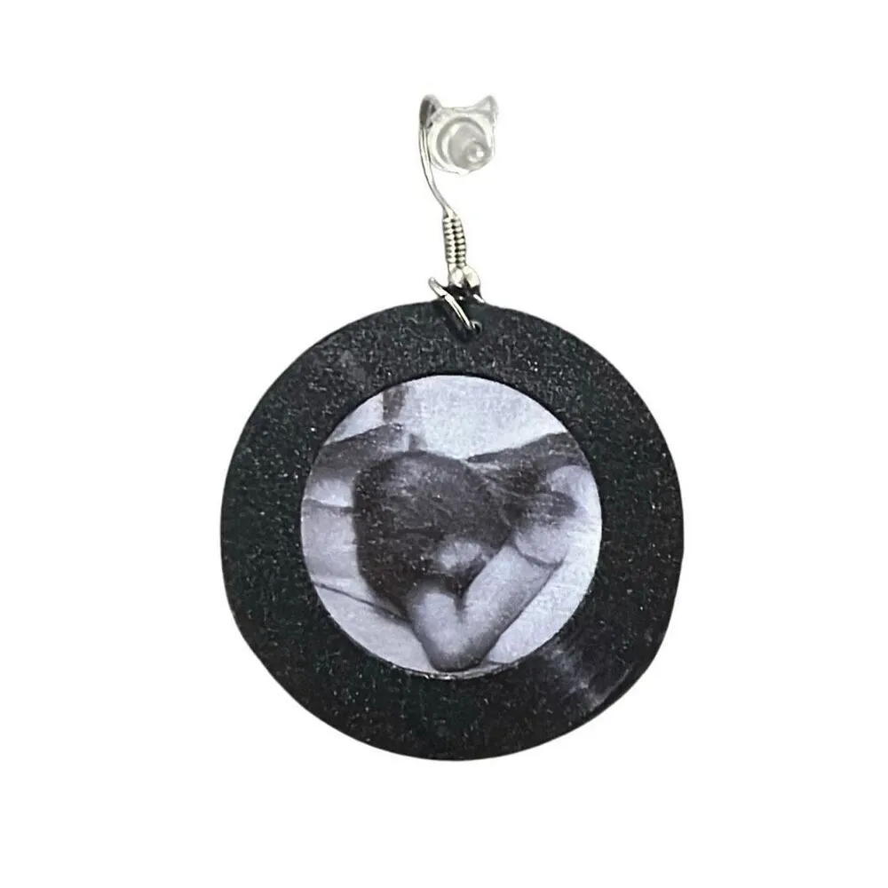Taylor Swift Grey Black Record Fashion Earrings NEW Lightweight Resin Black - Image 5