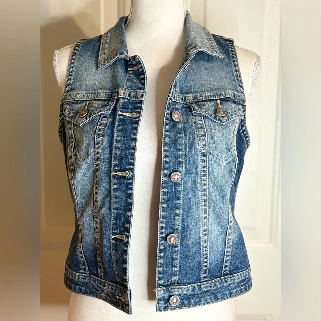 Silver Jeans Denim Vest Medium Blue - Image 2