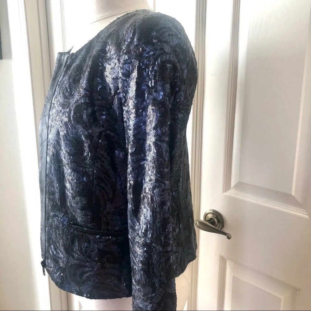 Joe’s Jeans sequin opale jacket w/ faux leather S - Image 6