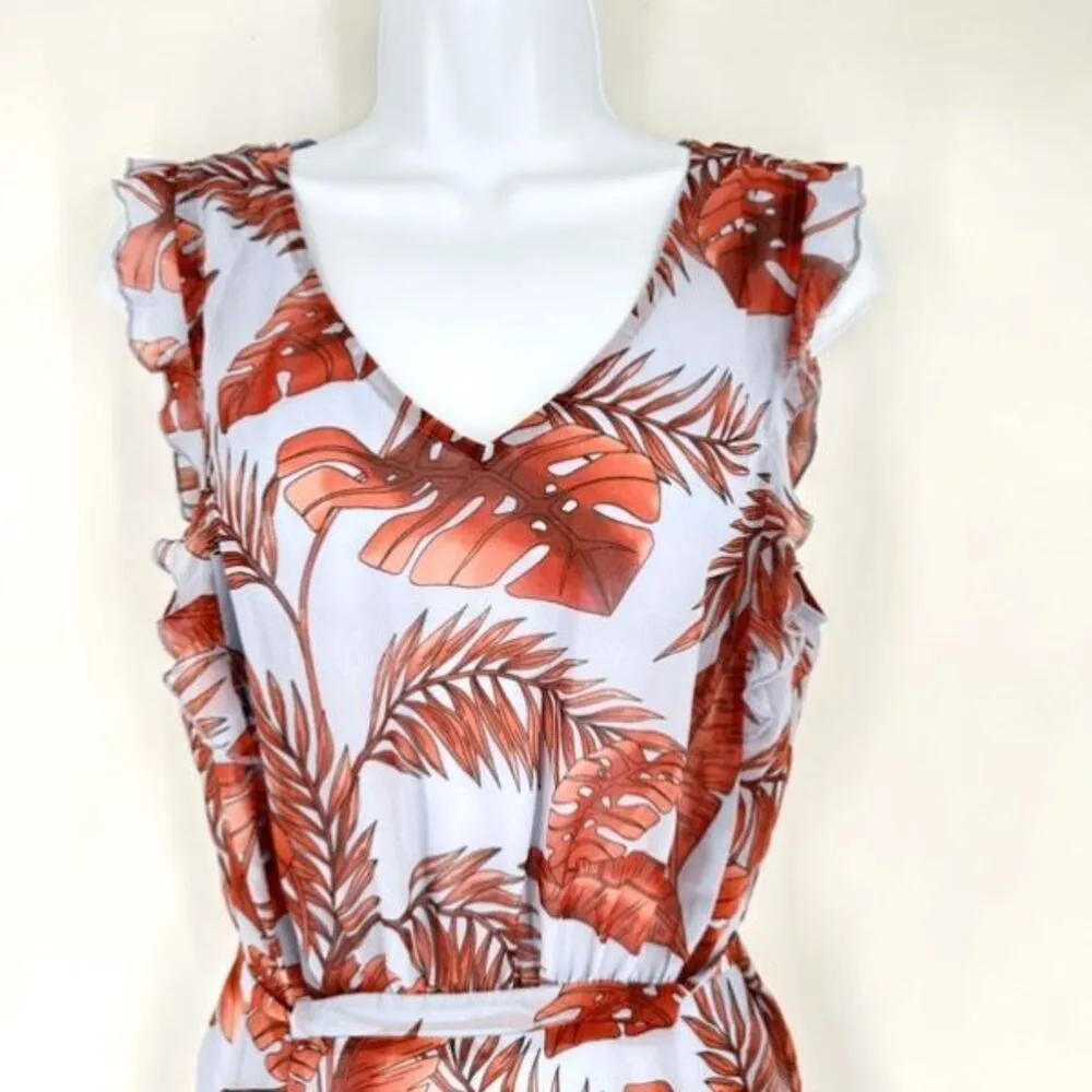 Cabi 5381 Isabel Palm Leaf Ruffle Dress‎ Size Large sheer Purple Red Cover up - Image 7