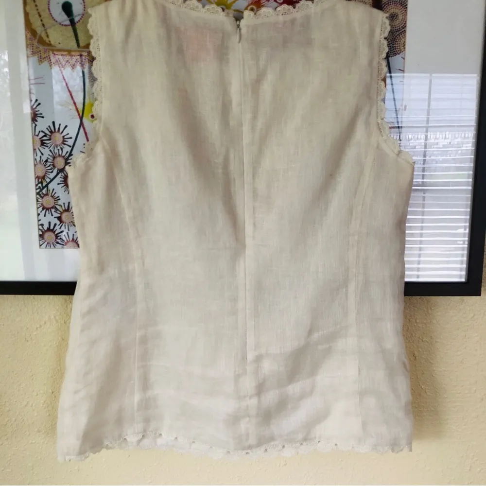 Tory Burch Linen Ivory Sleeveless Blouse 8 - Image 11