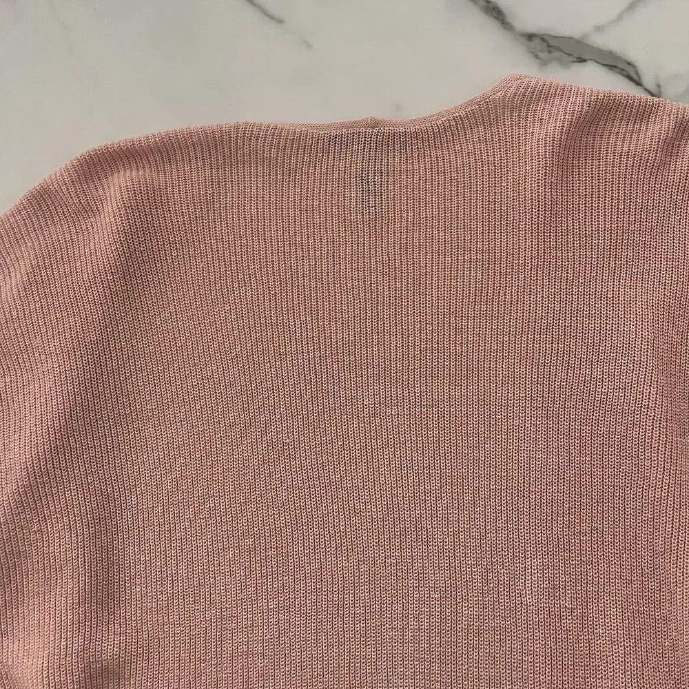 Eileen Fisher Long Organic Linen & Cotton Cardigan Pink Sz M Lagenlook Coastal - Image 11