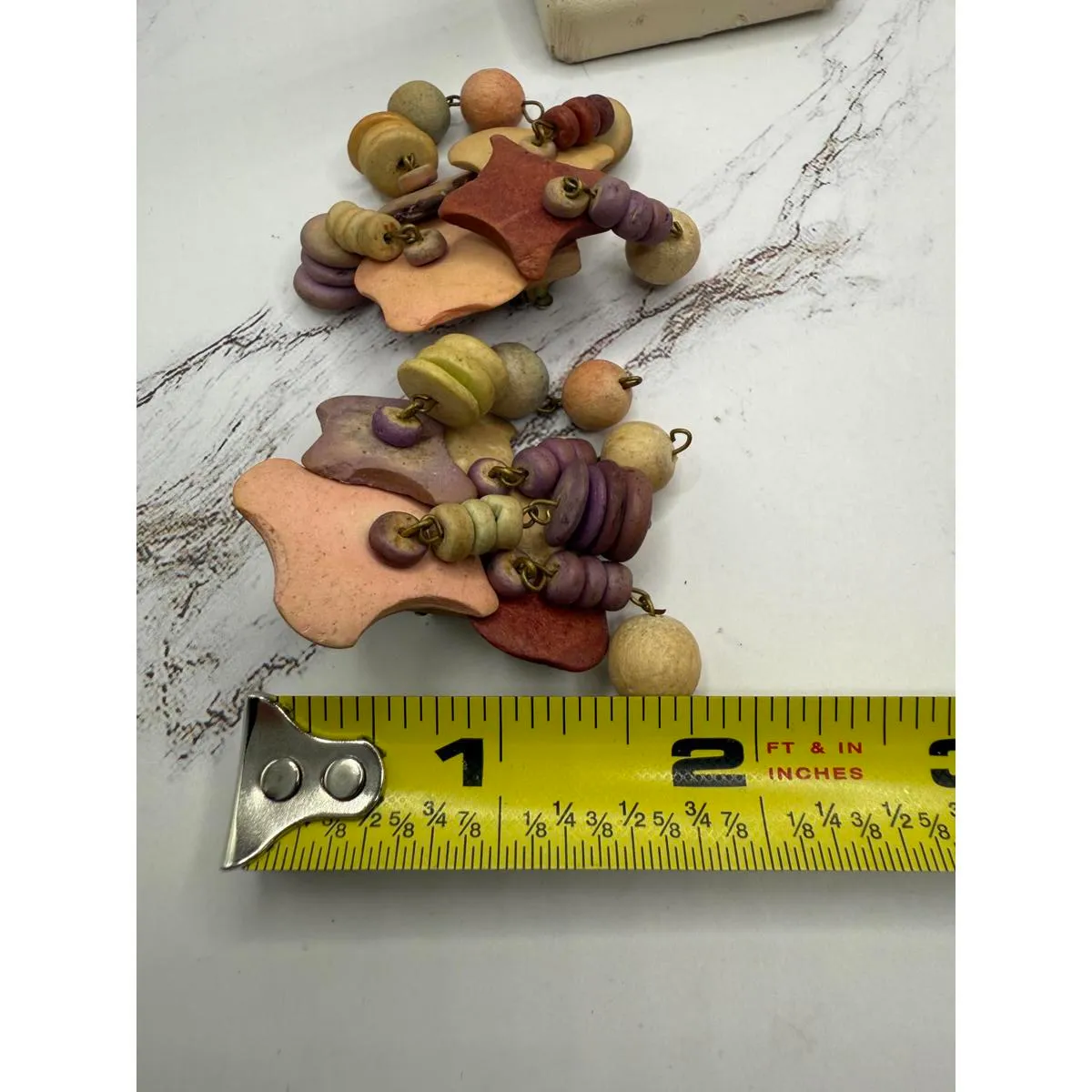 Eclectic Boho Wooden Bead Clip On Earrings Purple - Image 5