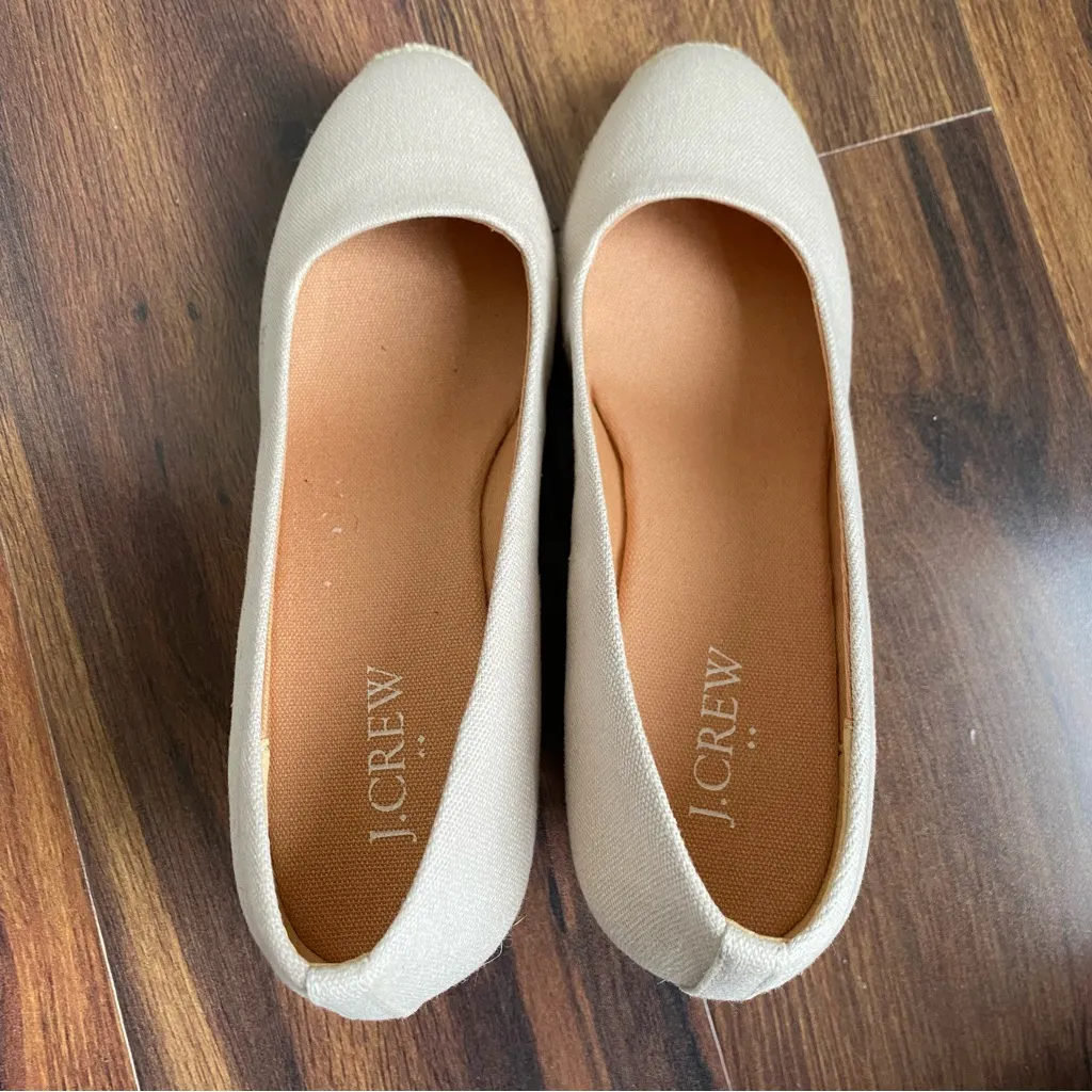 J. Crew Espadrilles Flax Color Jute Heels Canvas Style AL003 - Image 6