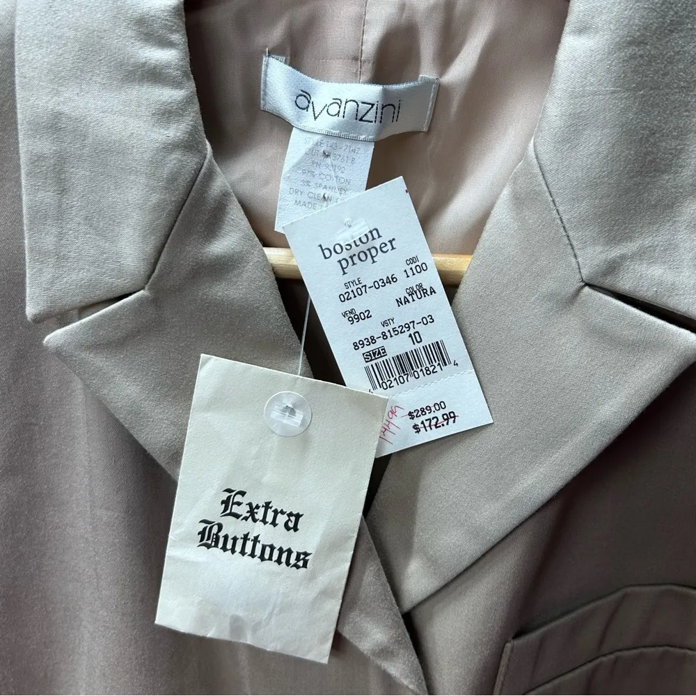 90s Deadstock Boston Proper Avanine Single Breasted Natural Cotton Jacket: SZ 10 - Image 4