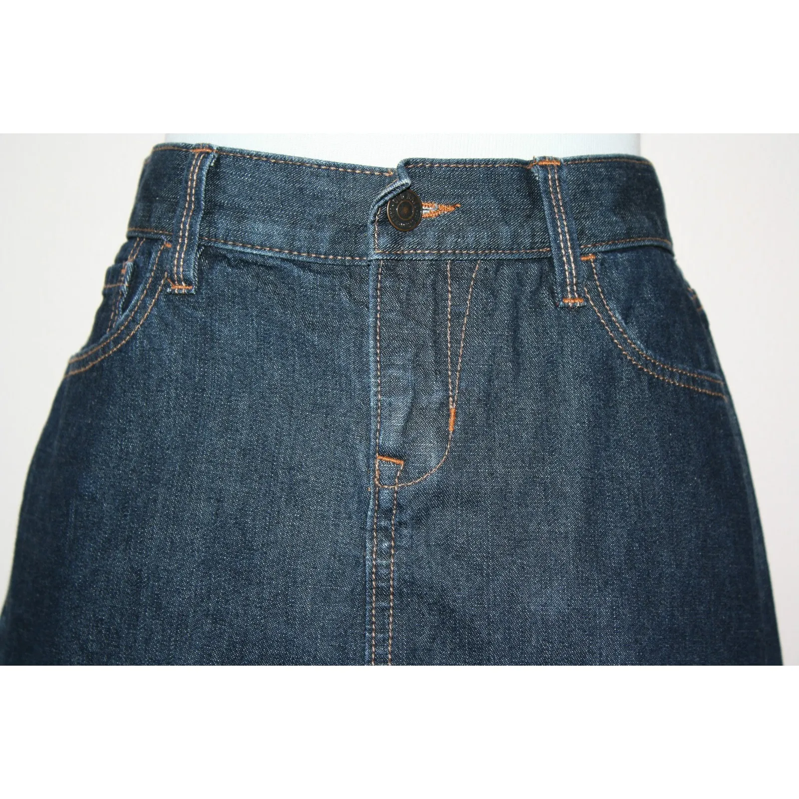 Y2K Old Navy Denim Mini Skirt Women 6 S Blue Jean Straight Dark Wash 5 Pocket - Image 7