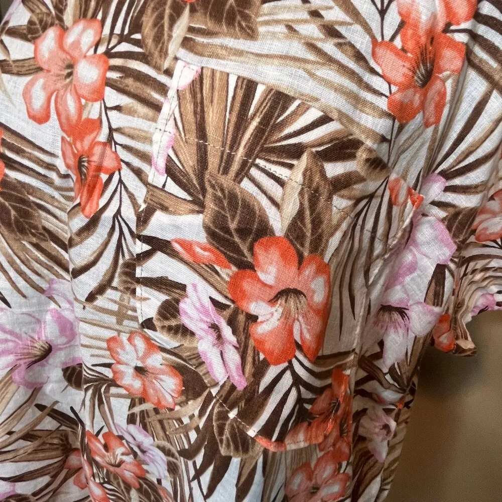 Lands End Linen Palm Leaf Top 100% Linen Size M 10 - Image 5