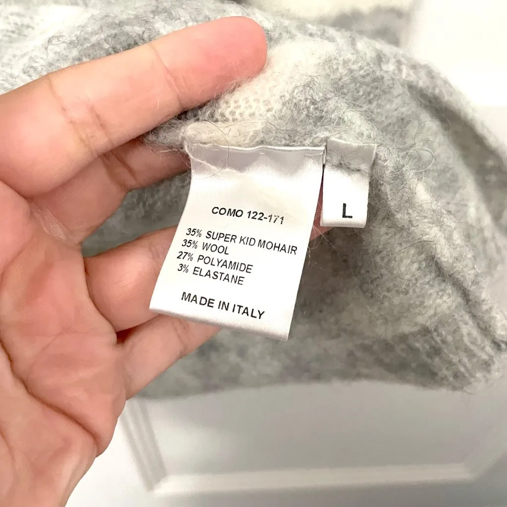 Dawn & Dare Grey Stripe Long Sleeve Mohair Wool Blend Crewneck Sweater Size L Gray Size L - Image 4