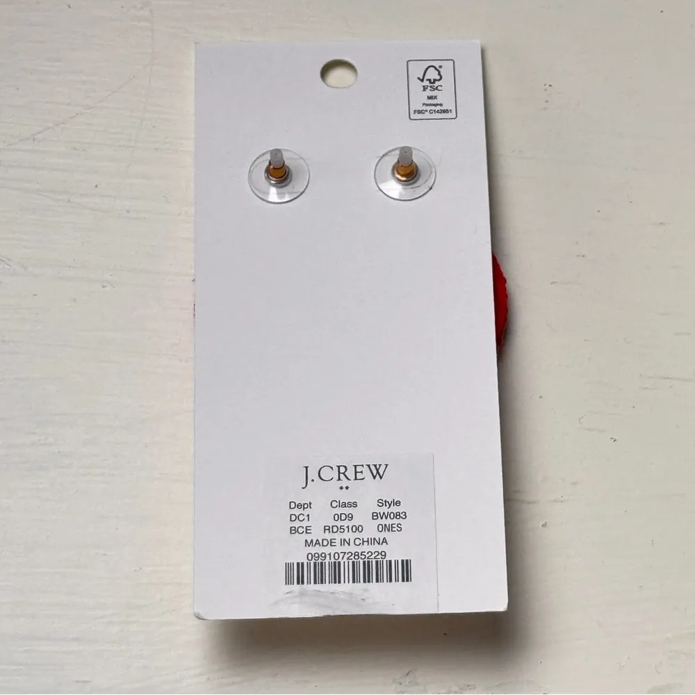 J. Crew Red And White Heart Beaded Statement Earrings NWT - Image 7