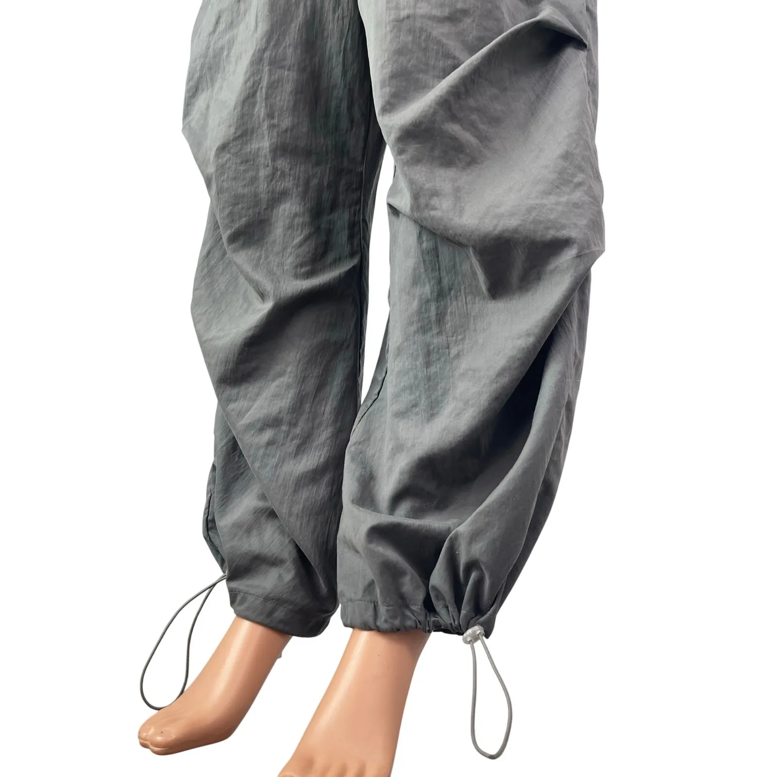 Zara Women's Gray High Rise Baggy Skater Parachute Jogger Sweat Pants Size M - Image 3