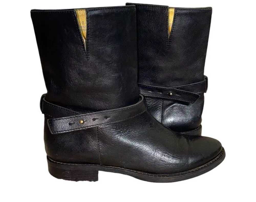 Madewell The Biker Black Leather Slip-On Moto Combat Biker Ankle Boots - Image 2