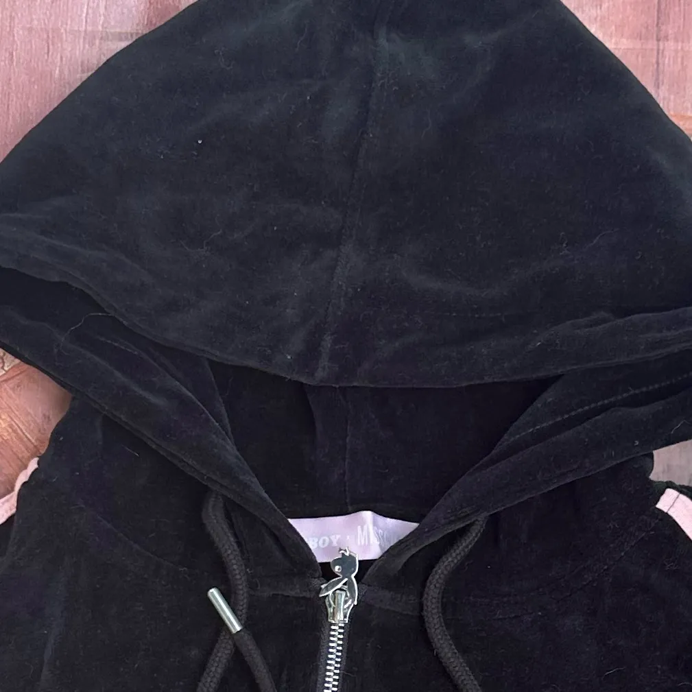 PLAYBOY Black Hoodie with Pink Stripes - Image 8