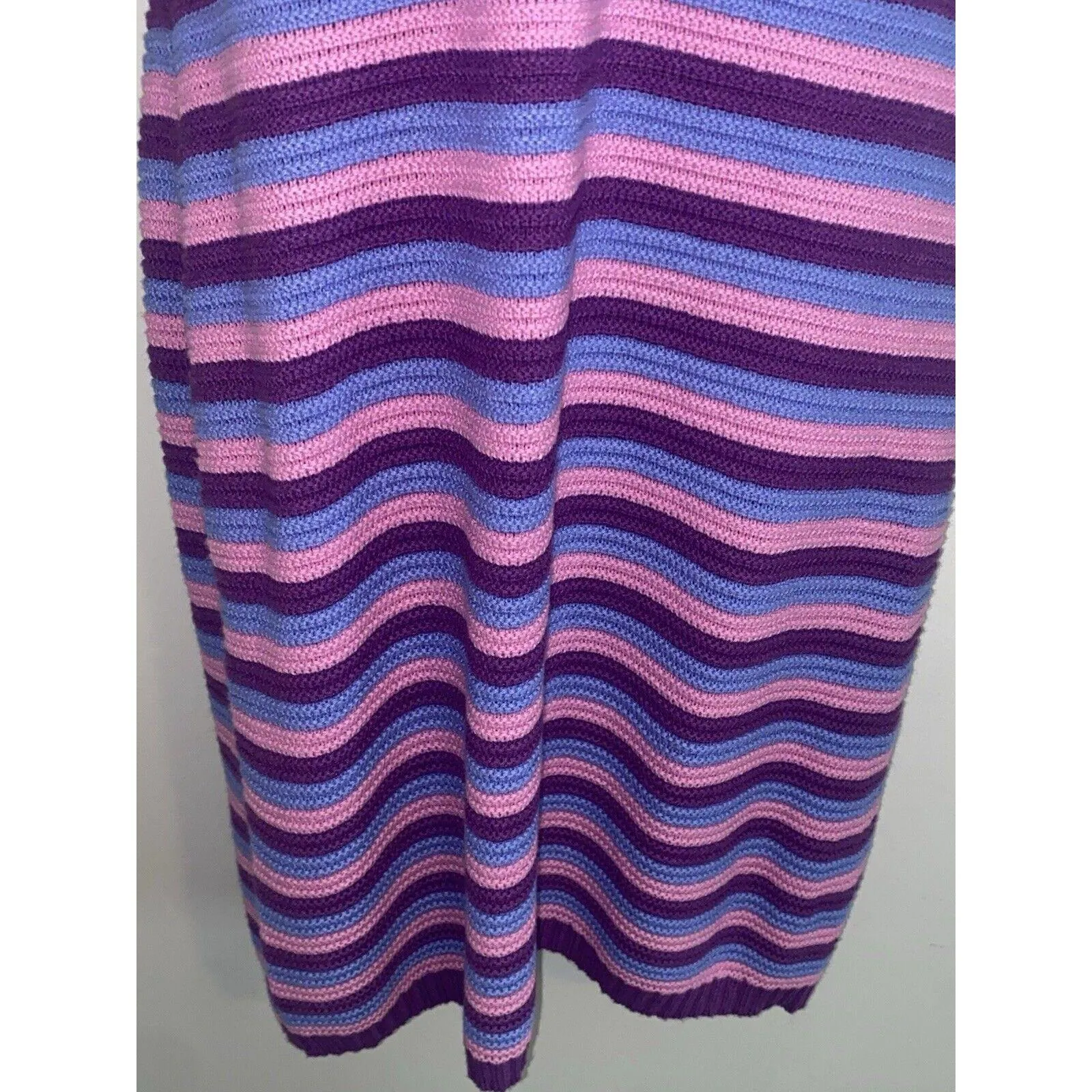 Wild Fable Crochet Purple Pink Blue Striped Halter Sundress Knit Size L  29pky - Image 12