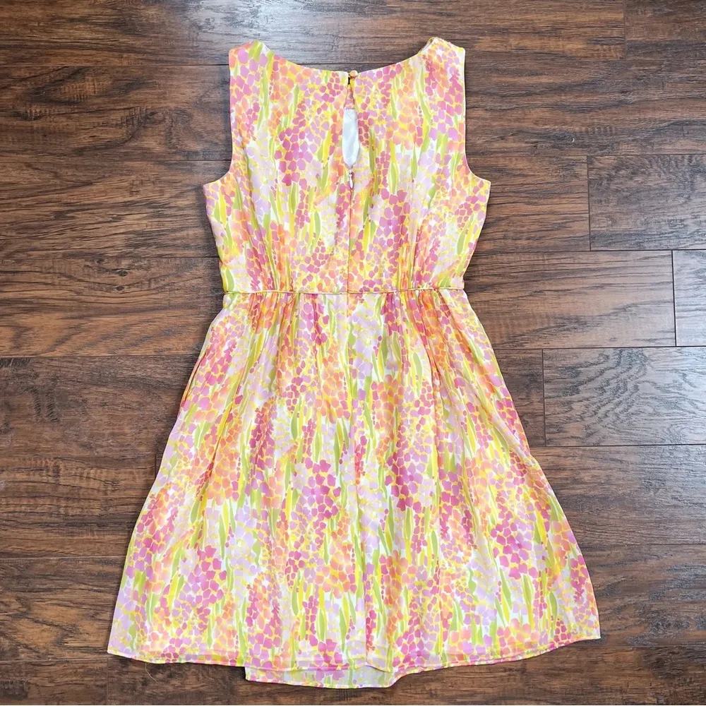 Shoshanna • floral mini dress fit & flare pink orange yellow flowy sleeveless - Image 8