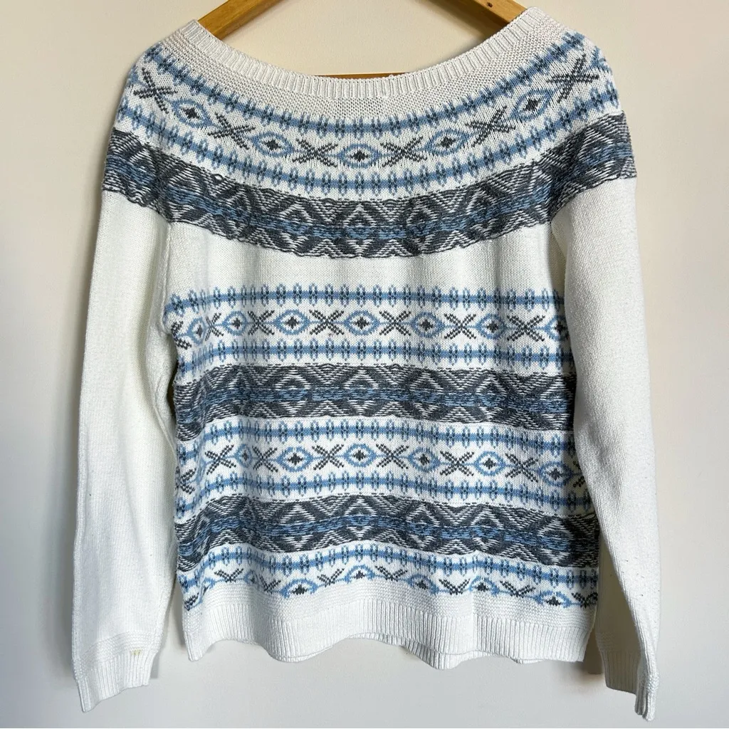 Vintage Draper’s & Damon’s Sparkly Fair Isle Sweater Winter Snowflakes FLAWED White Size undefined - Image 2