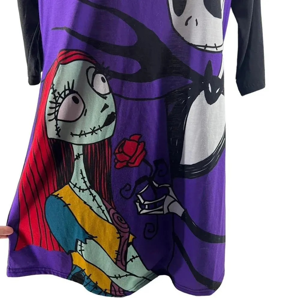 Disney Nightmare Before Christmas Women's 3/4 Sleeve Dorm Nightgown Size Small - Image 2