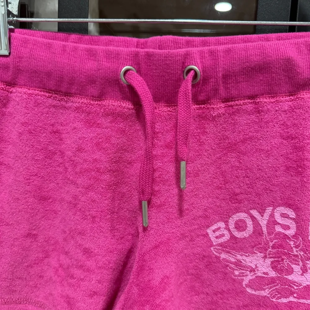 BOYS LIE terry hoodie shorts matching set barbie pink angel logo sweatshirt XS - Image 7