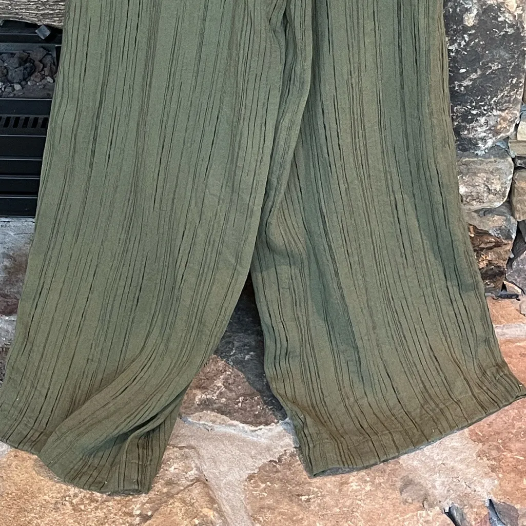 OGL wide Leg Flowy Green Drawstring Waist Pants New - Image 4