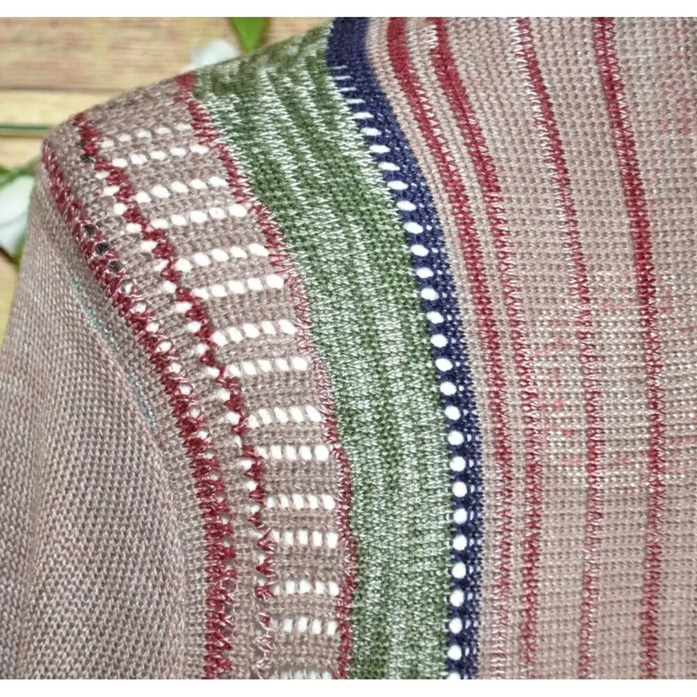 NWT Umgee Open Front Boho Fringe Cardigan Sweater Size M Fringe Long Sleeve Neut - Image 8