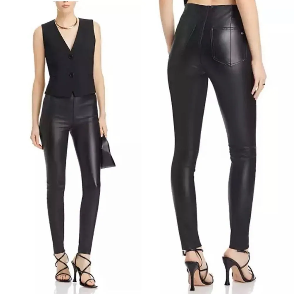 Rag & Bone Nina Pull-On Skinny Legging Pant Black Faux Leather XXS NEW - Image 4
