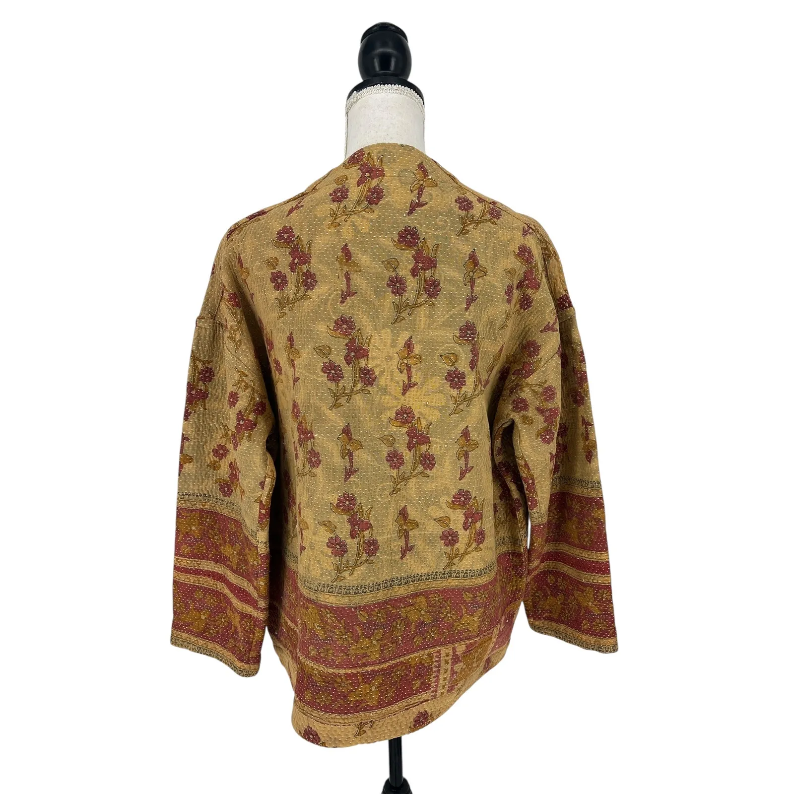 Alix of Bohemia Nightfall Kantha Kimono Jacket Floral Print 100% Cotton S Brown - Image 8