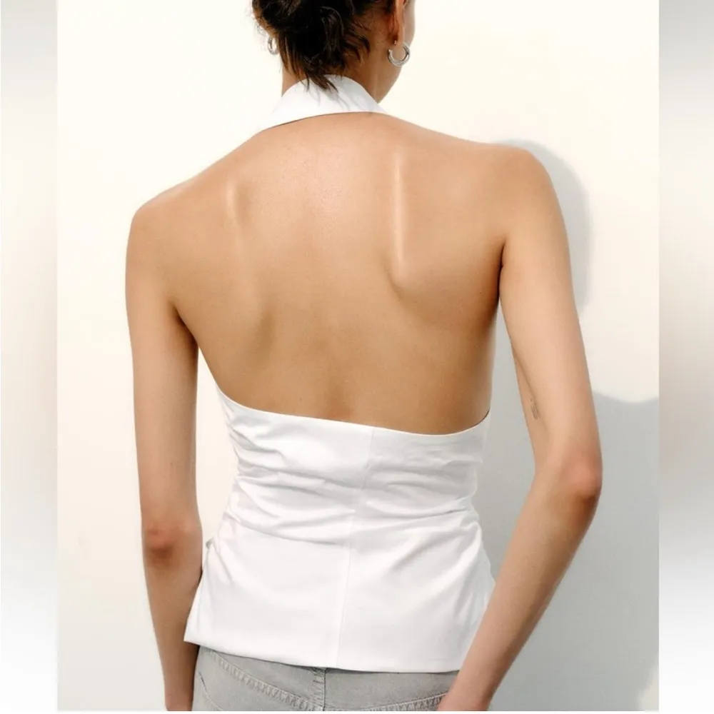 Zara gabardine tie halter top with bows - Image 3