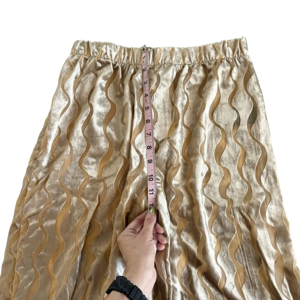 Urban Renewal Parties Remnants Neutral Gold Velvet Burnout Pull On Pants Medium - Image 4