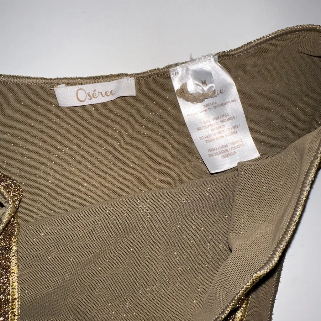 Oseree Lumiere Bottom Bikini‎ Sand Metallic Glitter Gold Size L - Image 3