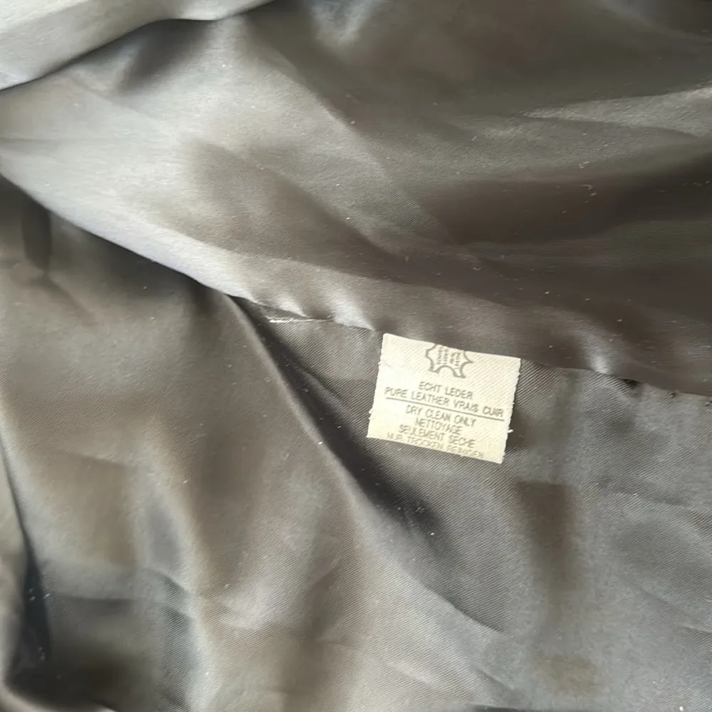 Vintage leather double breasted knee length coat Black Size M - Image 3