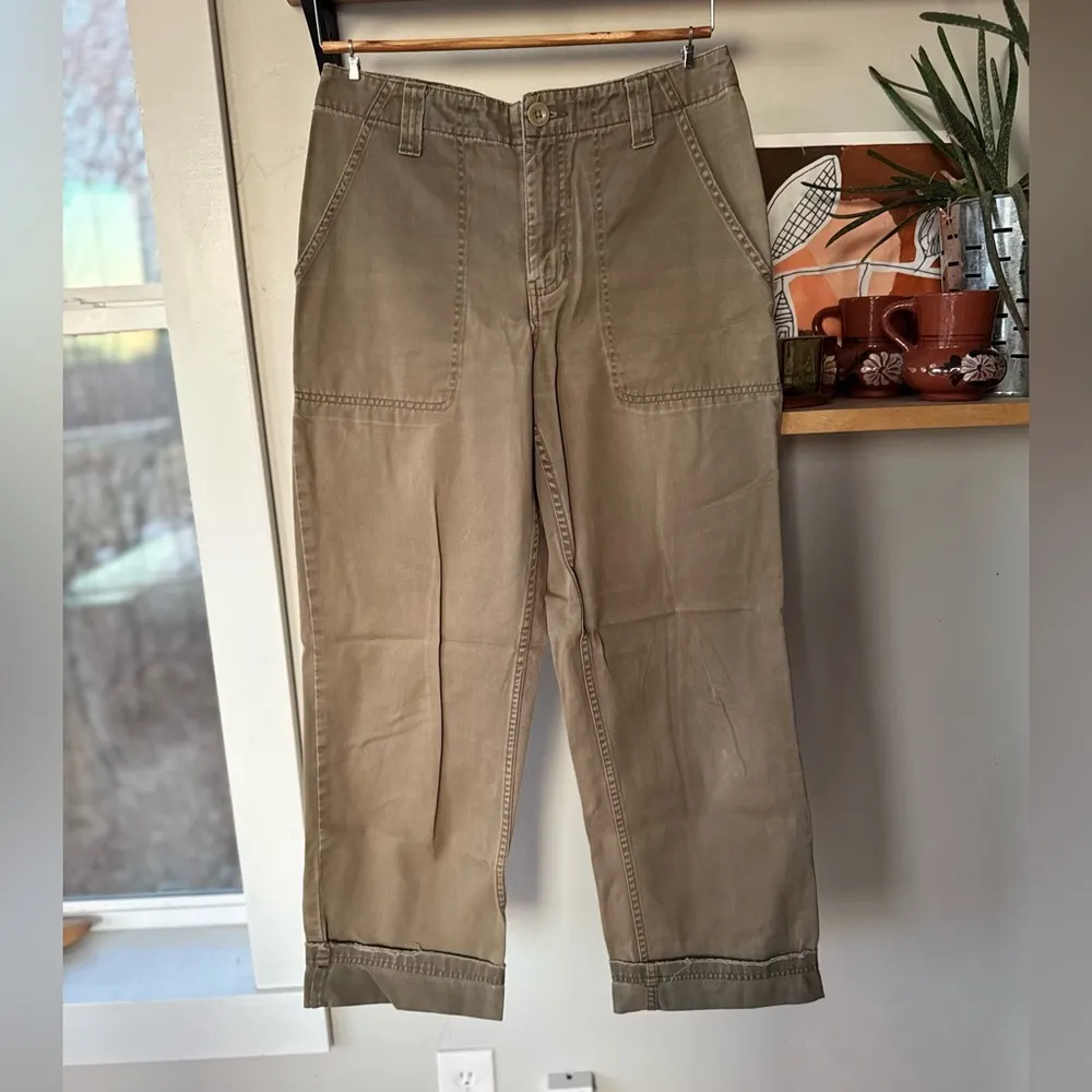 Vintage Old Navy Olive Green Cotton Utility Khaki Pants Size 6 - Image 4
