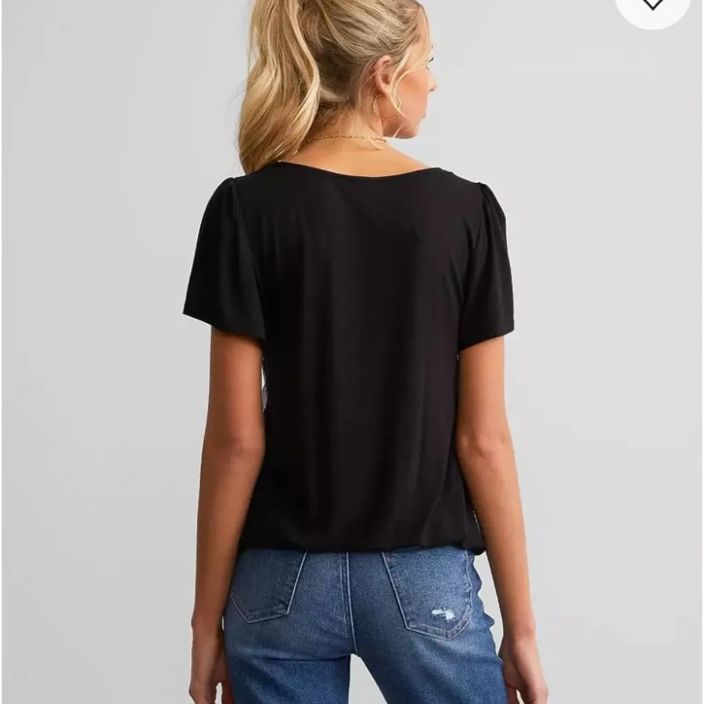 Daytrip Size S Embroidered Mesh Overlay Top Black Whimsigoth Fairy Grunge Lace - Image 6