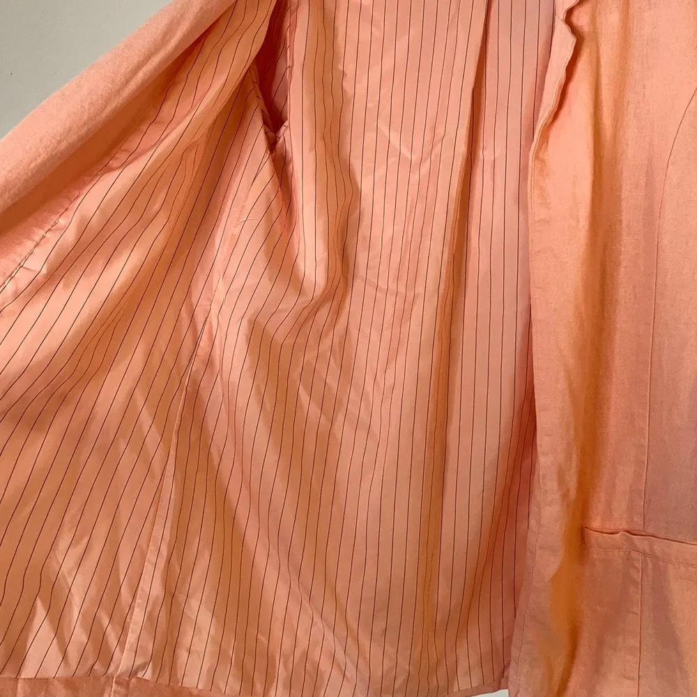 Vero Moda Linen 3/4 Sleeve Boyfriend Open Blazer Peach Sz 36 - Image 4