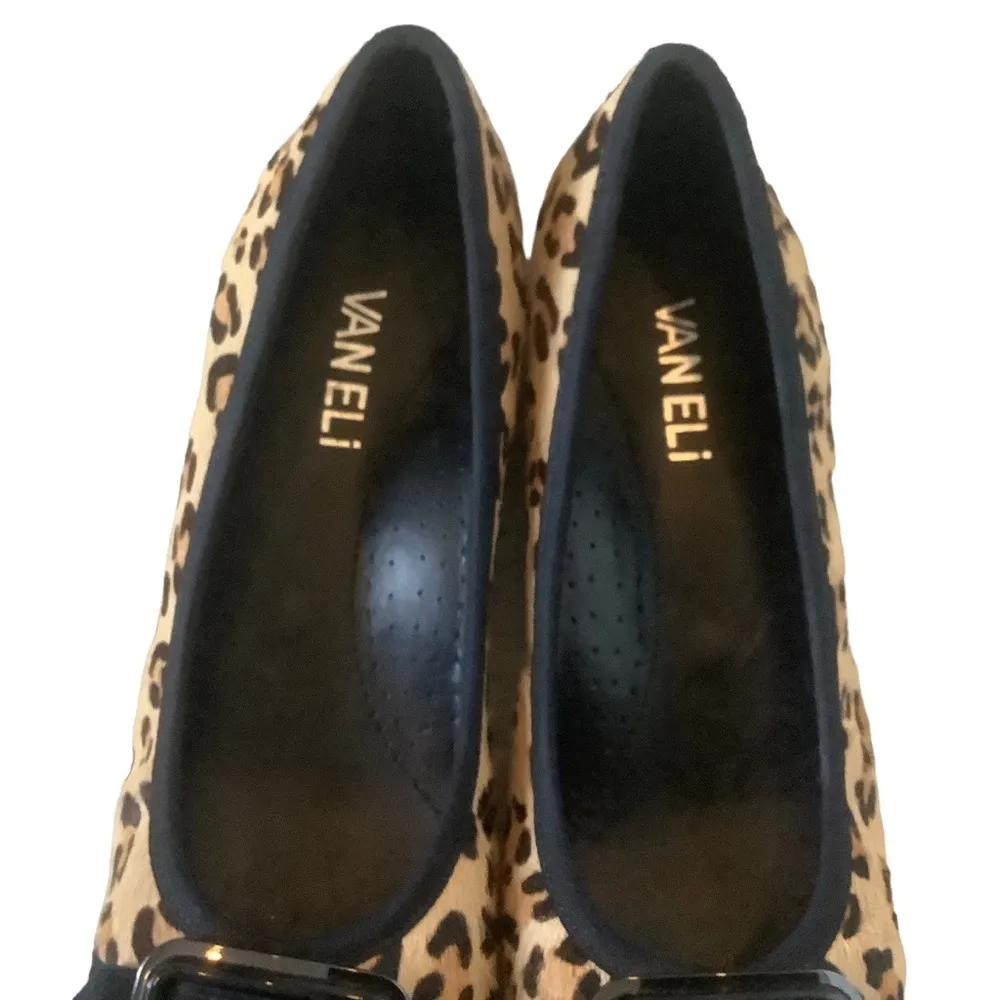 Vaneli women’s calf hair fur leopard ballet flats slip on flats shoes size 5 Brown - Image 4