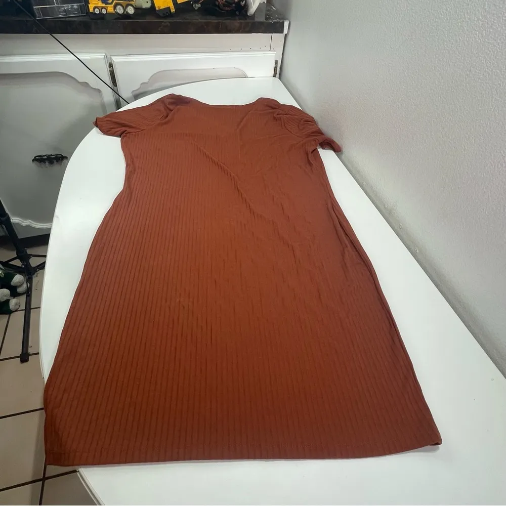 Women Plus Size 2X Orange Casual Midi Knee Length Big Button Dress  Derek Heart - Image 5