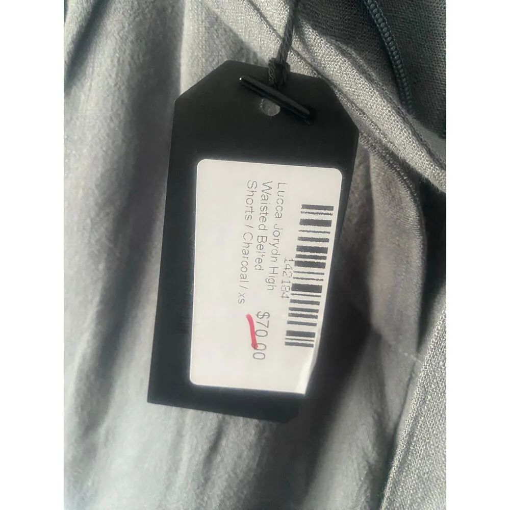 NWT Lucca Jordyn High Waisted Belted Shorts‎ in Charcoal Size XS - Image 7