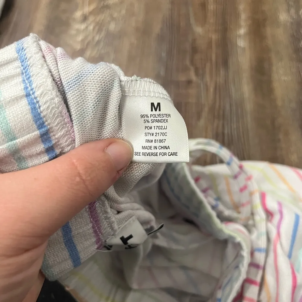 KIKIT Rainbow Striped Pajama Lounge Set Drawstring Waist Size Medium - Image 14