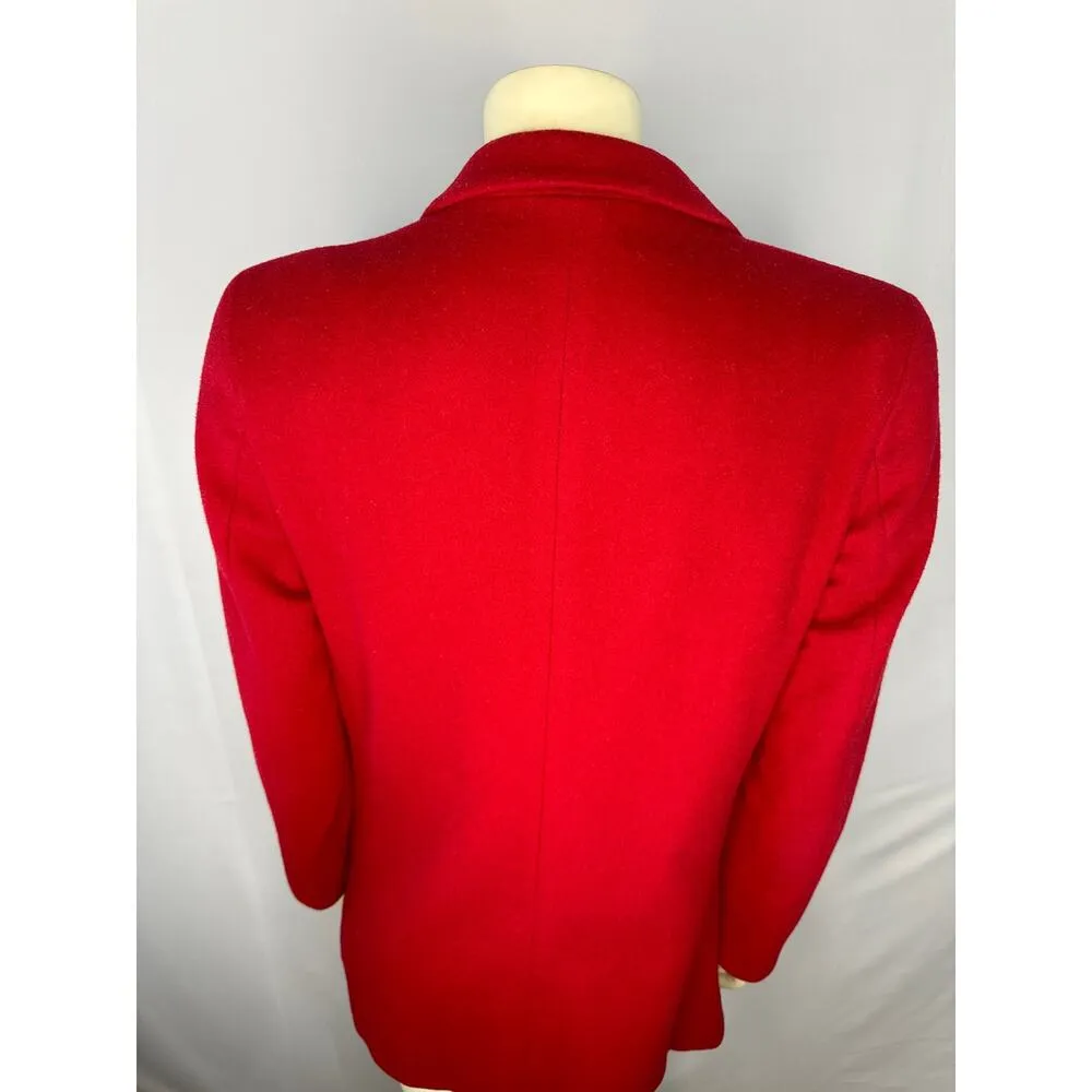 VTG L.L. Bean Blazer Red Wool/ cashmere USA Made One Button Boxy Academia size 6 - Image 6