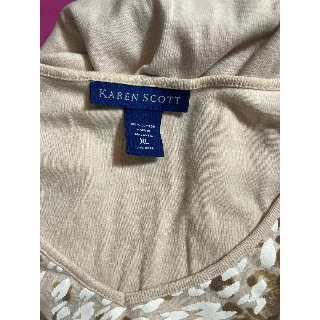 Karen Scott cream and gold top - Image 2