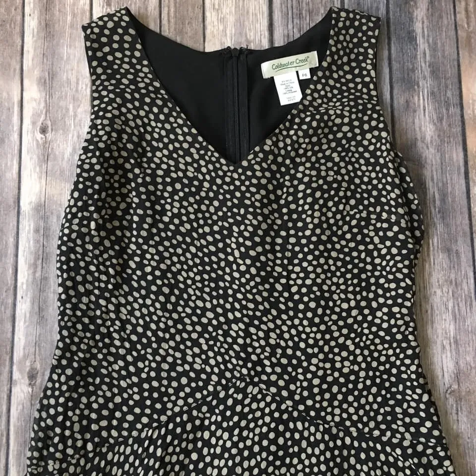 Coldwater Creek Silk Fit Flare Dress Petite Womens 6P PS Polka Dot A Line Office - Image 2