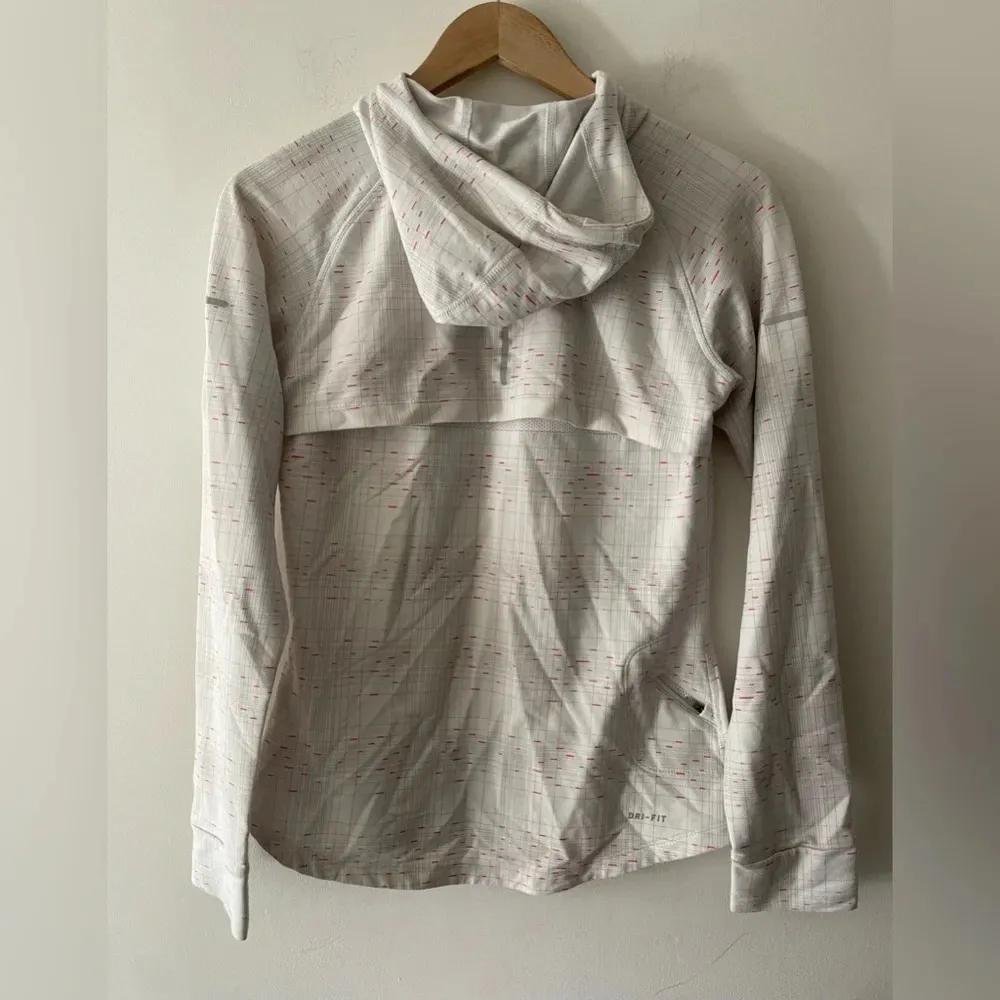 Nike White Dri Fit Running Hoodie Sweatshirt Pullover Mesh Back Detail - Image 2