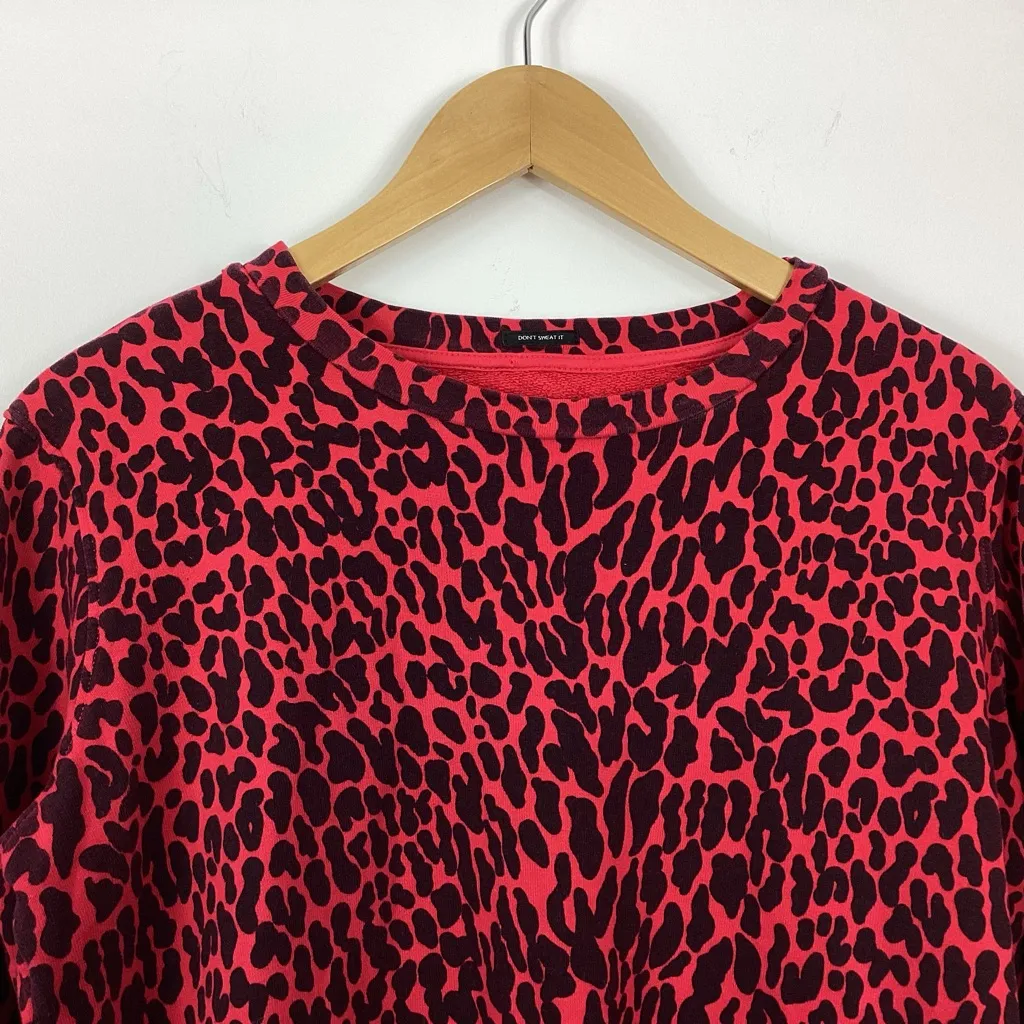 MOTHER Koozie Leopard Crewneck Radioactive Paws Size Large Red - Image 3