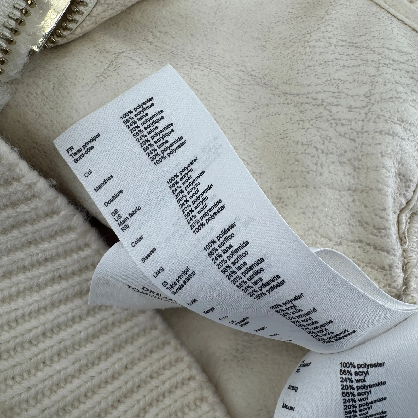 Maje Belio Furry Ecru Faux Fur and Knit Jacket Womens Sz FR 36 US S NWT - Image 7