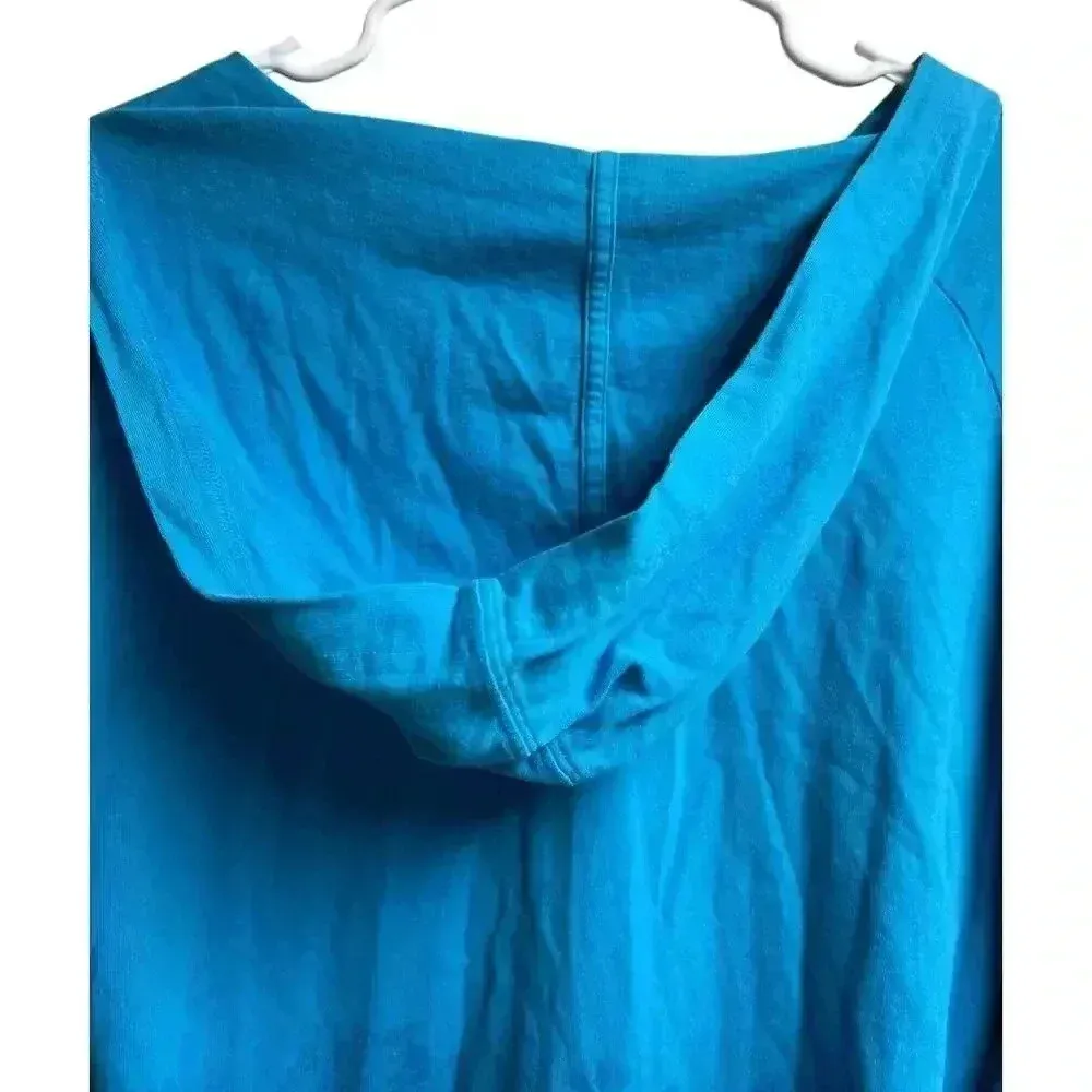 The North Face Women's Blue Ombre Abstract Print Hooded Blouse XL - Image 9