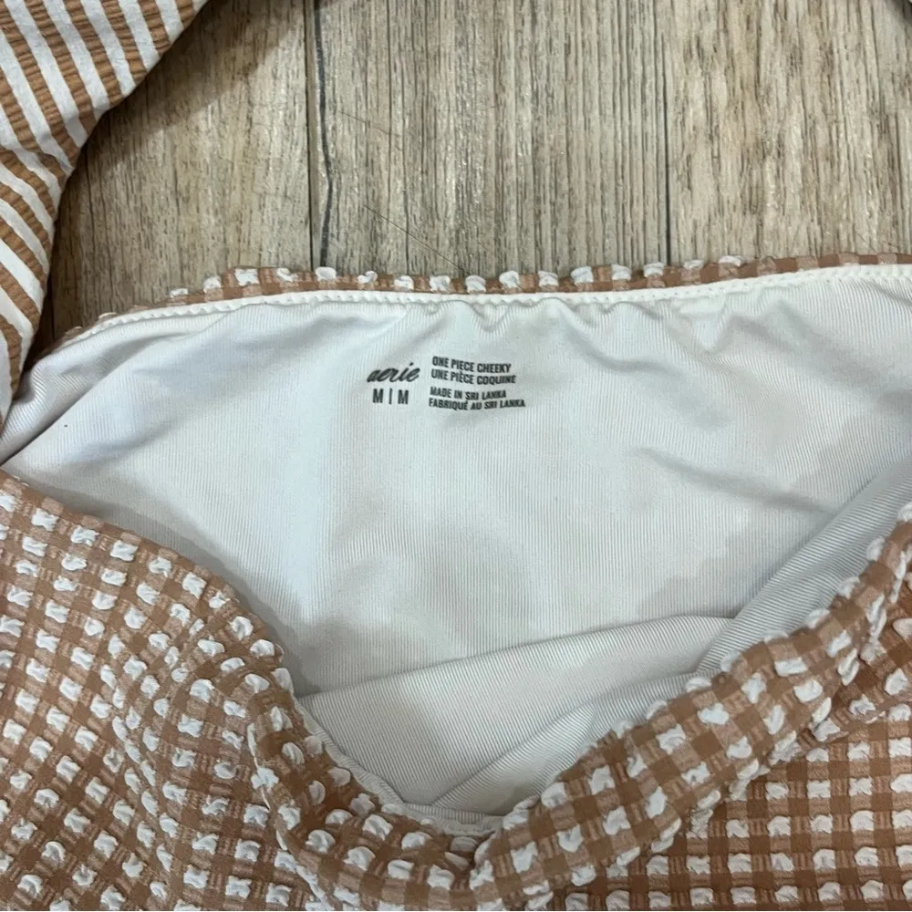 Aerie  swimsuit bundle size Medium. Tan white blue cut out - Image 3