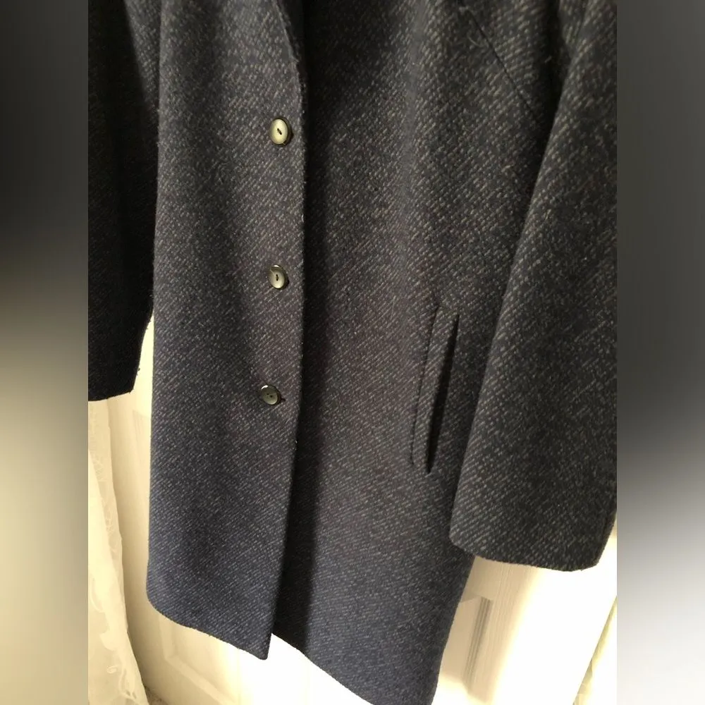 J. Jill Single Breasted Wool Blend Tweed Coat women size S button up Blue - Image 7