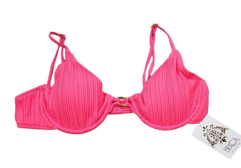Becca By Rebecca Virtue Moon Ridge Underwire Swim Bikini Top Size Large Pink - Image 2