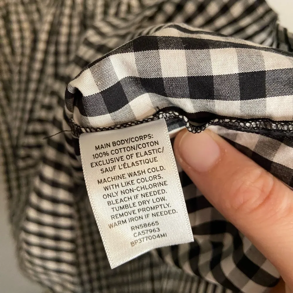 BP Smocked Off The Shoulder Bell Sleeve Lexi Black White Gingham Mini Dress - Image 4