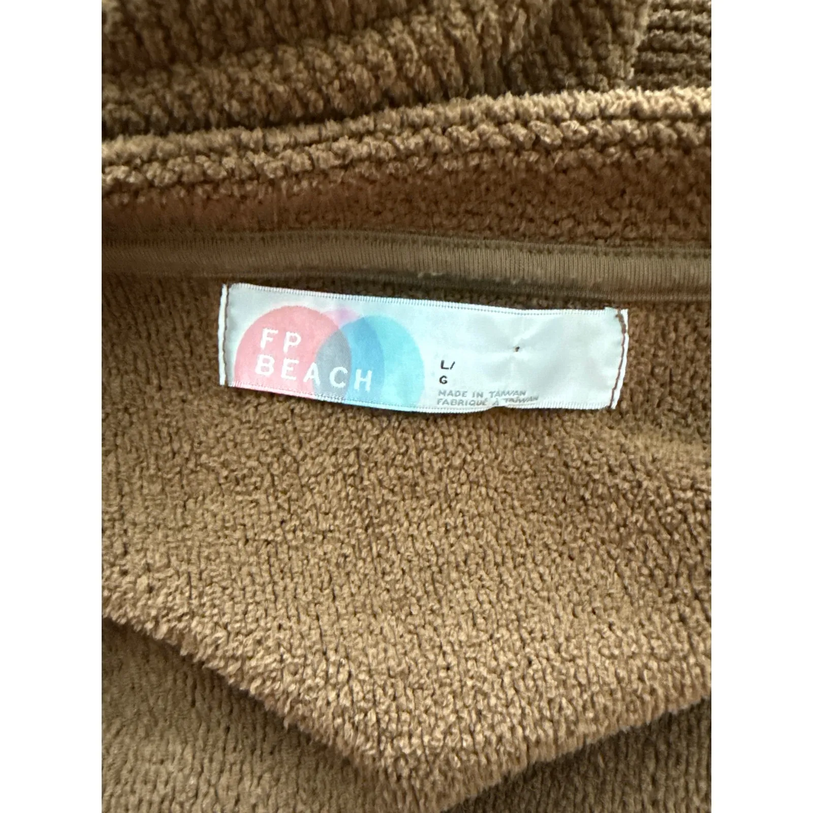 Free People Beach Banded Pullover Sweater Chocolate‎ Brown Pockets Size Large - Image 8