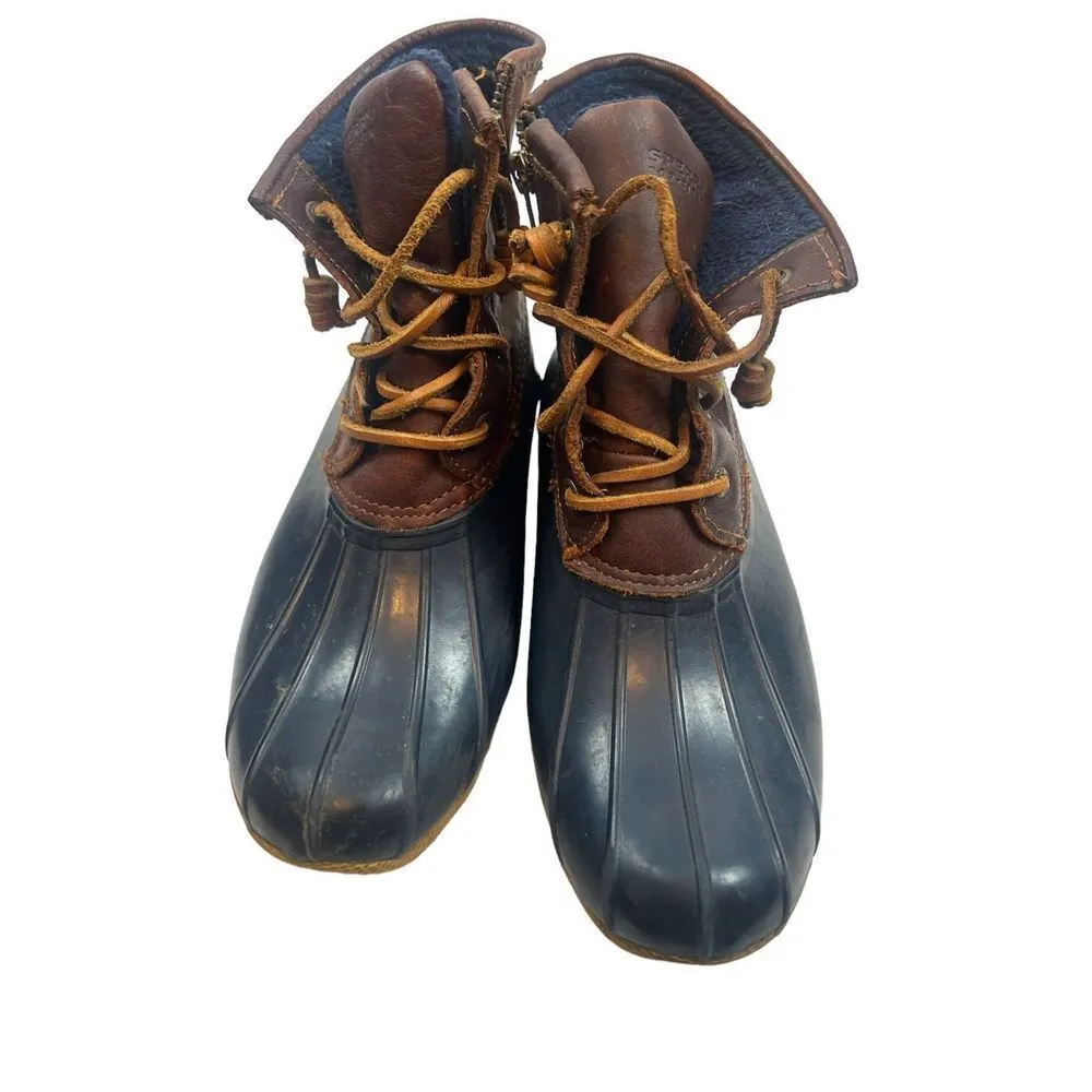 Sperry Top Sider Womens Navy Brown STS91175 Saltwater Duck Boots Size 6 waterpro - Image 3