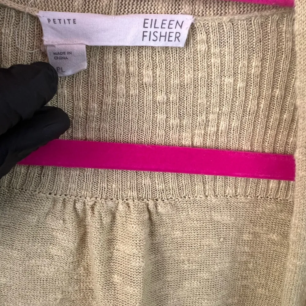 Eileen Fisher Linen Cotton Slub Open Front Cardigan Size Large Petite yellow - Image 4